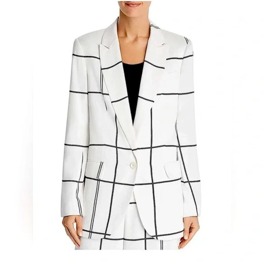 NWT Equipment Femme James Blazer Windowpane‎ Print Size 0 *FLAW*